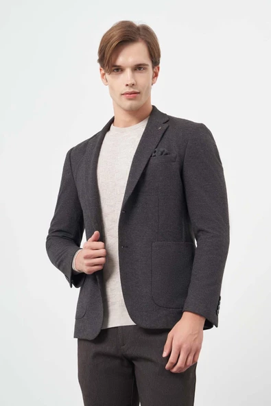 Siyah Örme Mono Yaka 6 Drop Slim Fit Ceket 1002245151 ürün görseli 1