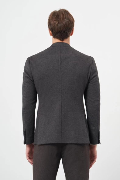 Siyah Örme Mono Yaka 6 Drop Slim Fit Ceket 1002245151 - Resim 5