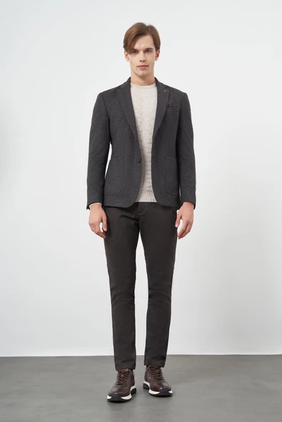 Siyah Örme Mono Yaka 6 Drop Slim Fit Ceket 1002245151 - Resim 3