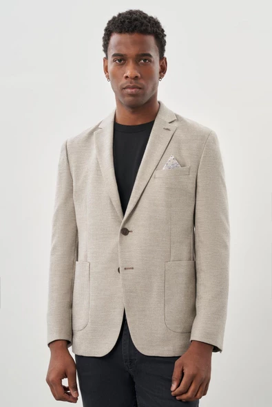 Kendinden Flannel Mono Yaka Esnek 6 Drop Slim Fit Casual Ceket 1002245167 ürün görseli 1