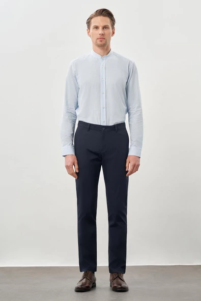 Lacivert Pamuklu Yandan Cepli Casual Slim Fit Chino Pantolon 1003245168 ürün görseli 1