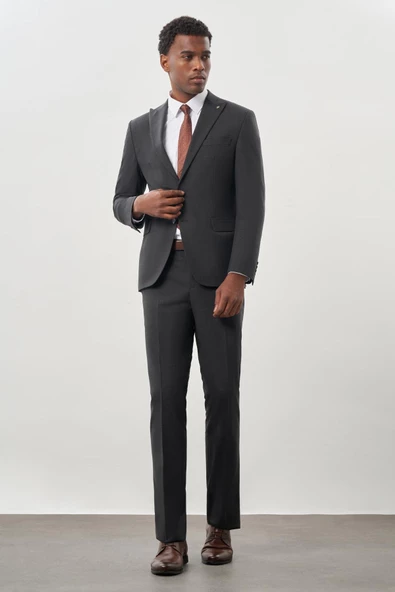 Füme Kırlangıç Yaka 6 Drop Slim Fit Tam Astar Yünlü Takım Elbise 1001245179 ürün görseli 1