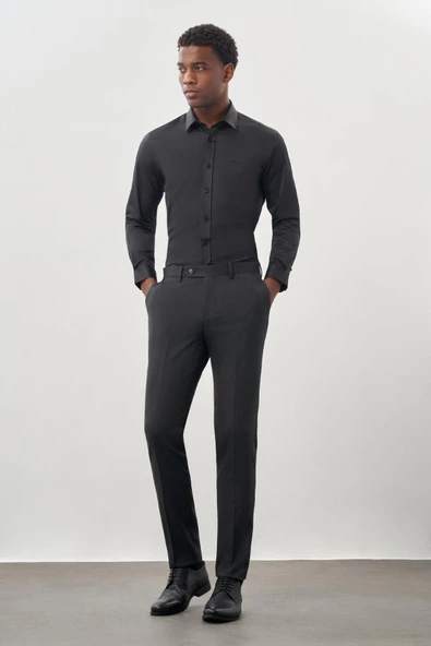 Füme Esnek Yandan Cepli Slim Fit Classic Pantolon 1003245209 ürün görseli 1