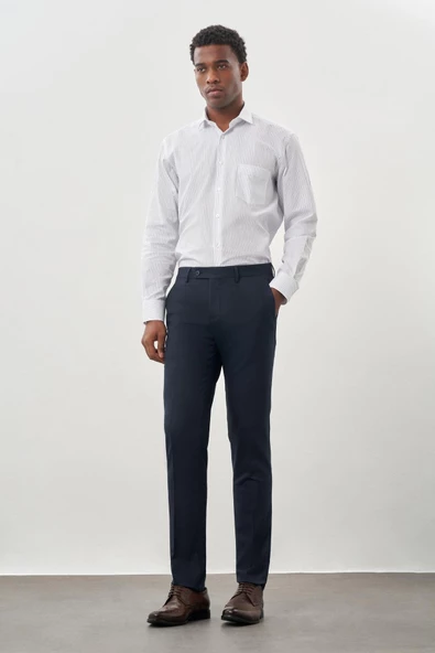 Lacivert Esnek Yandan Cepli Slim Fit Classic Pantolon 1003245209 ürün görseli 1