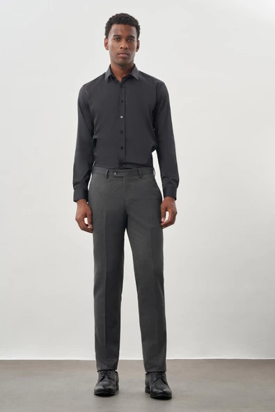 Koyu Füme Esnek Yandan Cepli Slim Fit Classic Pantolon 1003245209 ürün görseli 1