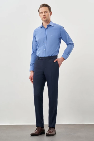 Lacivert Esnek Yandan Cepli Slim Fit Classic Pantolon 1003245209 ürün görseli 1