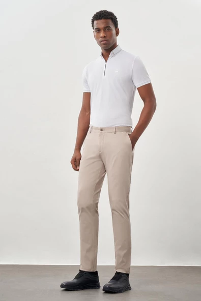 Kahverengi Pamuklu Yandan Cepli Casual Slim Fit Chino Pantolon 1003245168 ürün görseli 1