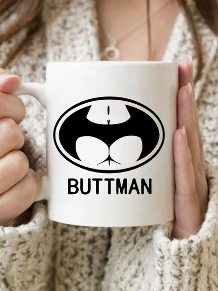 DeepCraft Best Quality 'Buttman' Kupa Yılbaşı,Sevgililer Günü, Hediyelik Kupa 300ML ürün görseli 1
