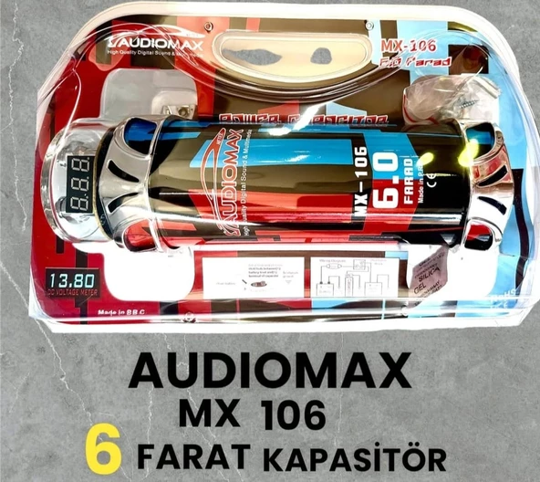 AUDIOMAX MX-106 6 FARAD -LEDLİ-REMOTELİ POWER KAPASİTÖR--AKÜNÜZÜ VE SET TESİSATINIZI KORUR-AKÜ ÖMRÜ UZAR ürün görseli 1