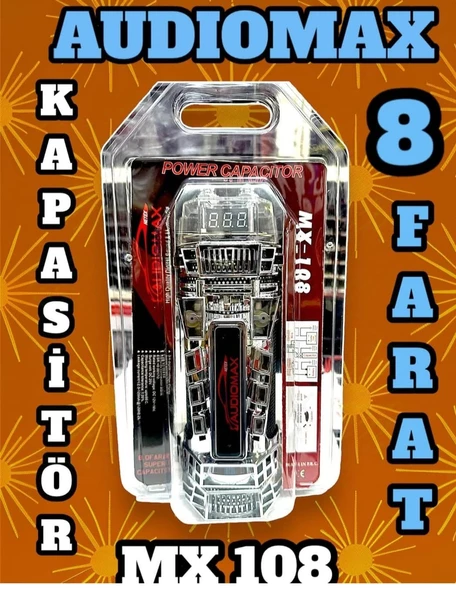 AUDIOMAX MX-108- 8 FARAD -LEDLİ-REMOTELİ POWER KAPASİTÖR--AKÜNÜZÜ VE SET TESİSATINIZI KORUR-AKÜ ÖMRÜ UZAR ürün görseli 1