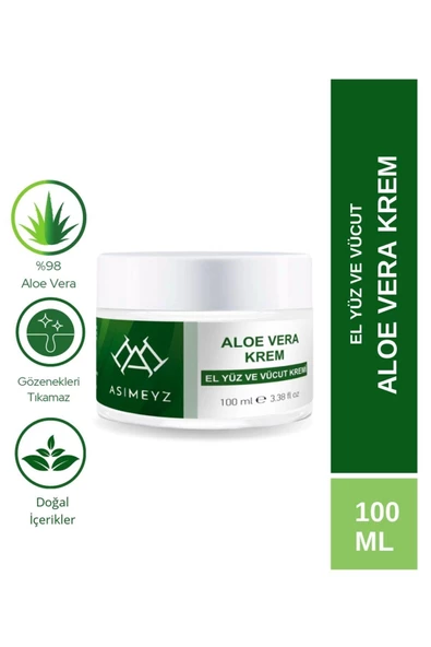 ASİMEYZ FERAHLATICI VE NEMLENDİRİCİ YATIŞTIRICI SAF ALOE VERA JEL KREM 100ML ürün görseli 1