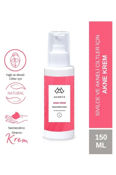 ASİMEYZ SİVİLCE ÖNLEYİCİ VE SİVİLCE KARŞITI AKNE SİYAH NOKTA GİDERİCİ NEMLENDİRİCİ KREM 150 ML ürün görseli 1