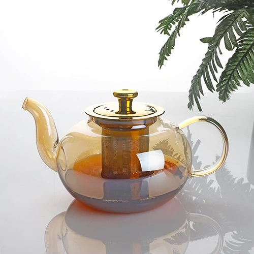 kendinden süzgeçli cam demlik - 800 ml çaydanlık demliği gold ürün görseli 1