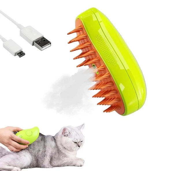 3B Trend Buharlı Kedi Köpek Fırçası Şarjlı Soğuk Buhar Tüy Tarağı ürün görseli 1