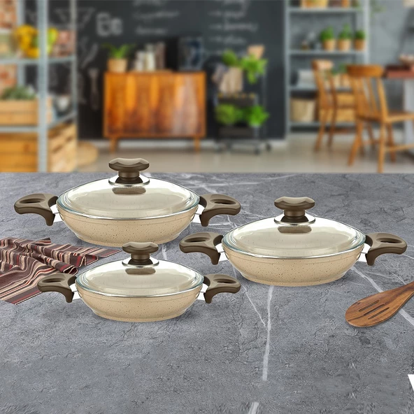 Gülsan Safran 6 Parça Granit Omlet Sahan Seti - Resim 2