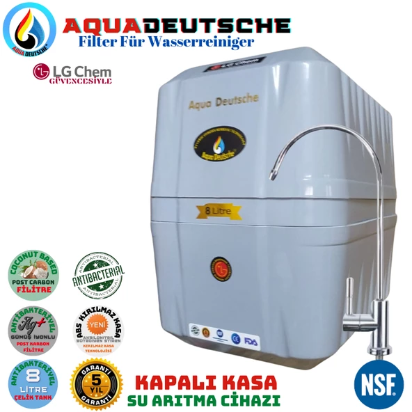 AQUA DEUTSCHE PREMIUM GRİ 8 LİTRE 5 FİLTRE 10 AŞAMA SU ARITMA CİHAZI ürün görseli 1