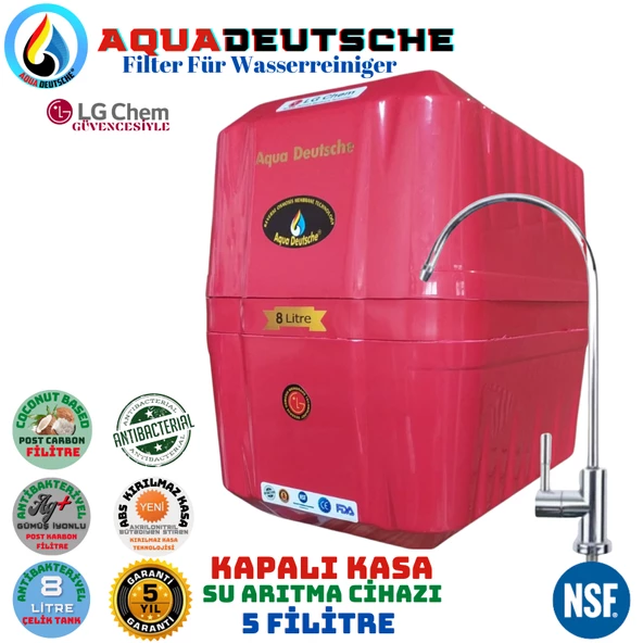 AQUA DEUTSCHE PREMIUM KIRMIZI 8 LİTRE 5 FİLTRE 10 AŞAMA SU ARITMA CİHAZI ürün görseli 1