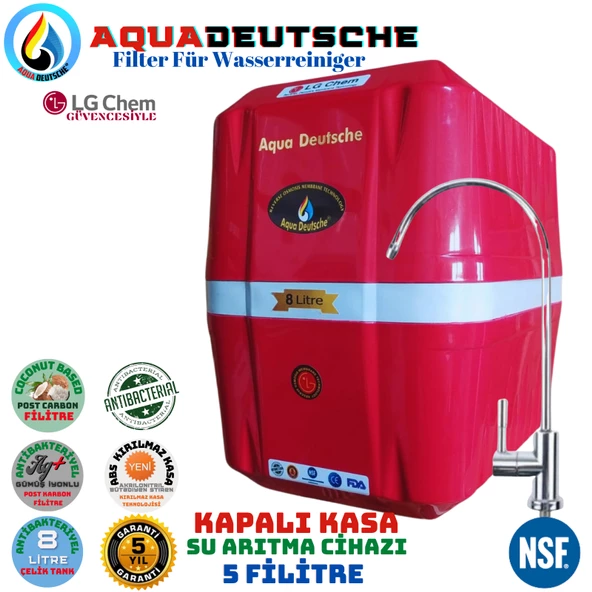 AQUA DEUTSCHE PREMIUM KIRMIZI BEYAZ 8 LİTRE 5 FİLTRE 10 AŞAMA SU ARITMA CİHAZI ürün görseli 1