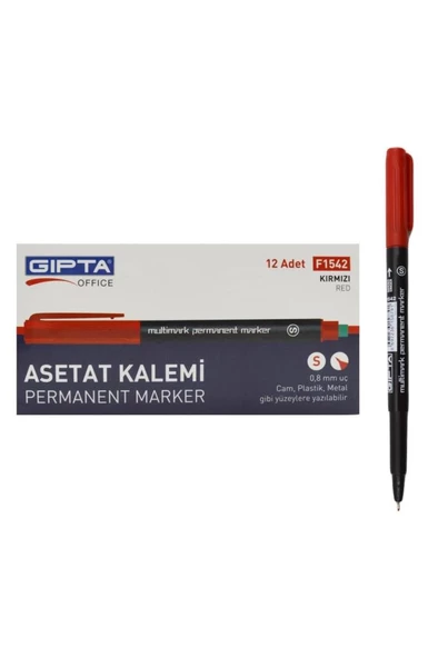 Gıpta Markör Asetat Kalemi S Kırmızı - 12 Adet ürün görseli 1