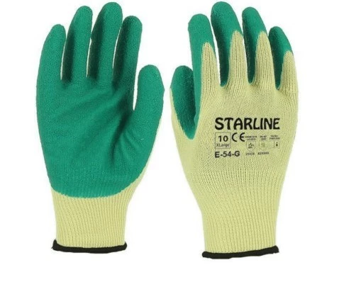 Starline E-54-G Lateks Kaplı Polyester Astarlı Kaydırmaz Camcı İş Eldiveni EN388-2132X ürün görseli 1