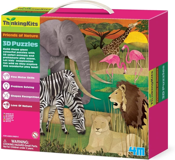 3d Dev Yer Yapbozu Safari 54 Parça Hayvanlar Puzzle ürün görseli 1