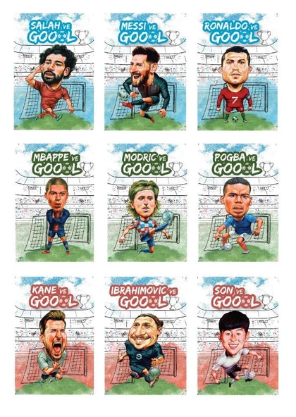 Futbolcular Çizgisiz Not Defteri Seti 9 Defter (İbrahimovic-Son-Salah-Ronaldo-Pogba-Modric-Messi-Mbappe-Kane) ürün görseli 1