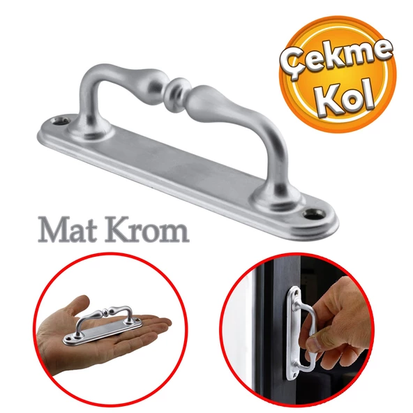 Küçük Kıvrık Çekme Kolu Sürgülü Kapı Tutma Kulpu Kulbu Tutamağı Kol Mat Krom Renk 12 Cm İki Vidalı ürün görseli 1