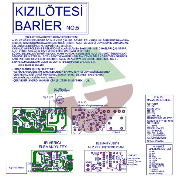 Kızılötesi Bariyer Demonte Devre Kiti Kendin Yap (NO:5) ürün görseli 1