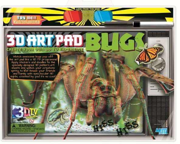 3D Art Pad Böcekler / 3D Böcekler Gözlüklü Kitap Poster Boyama ürün görseli 1