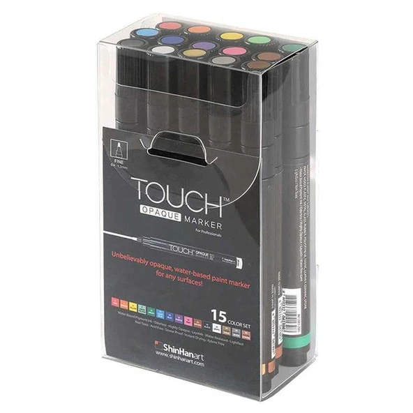 Touch Opaque Marker Akrilik Boyama Kalemi 15 Renk Fine Uç (0.8-1.3 mm) ürün görseli 1