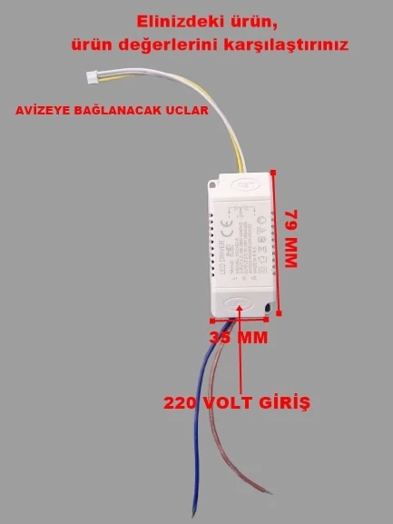 YILDIZ Led Avize Trafosu DC 72-120v 24-36w x 2 İki Modlu (40 Watt Çift Çıkışlı) ürün görseli 1