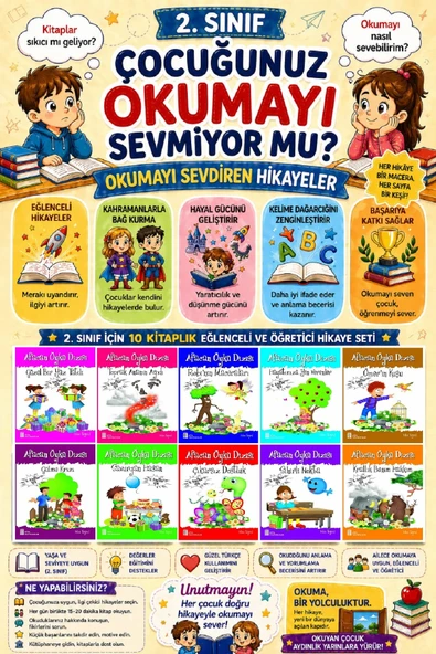2.Sınıf Okumayı Sevdiren 10 lu Hikaye Seti (32-48 sayfa) ürün görseli 1