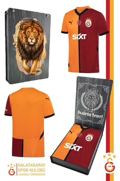 Galatasaray Orijinal Lisanslı 24/25 Parçalı Forma Aslan Baskılı Hediyelik Ahşap Kutulu ürün görseli 1
