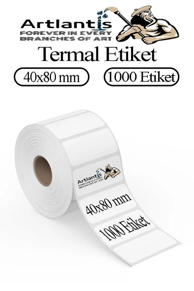 40x80 mm Barkod Etiketi Yapışkanlı 1 Adet Rulo Etiket Termal Barkot Terazi Etiketi 1000 li Barkod Yazıcılarına Uyumludur ürün görseli 1