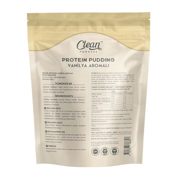 Clean Powders Protein Pudding 500 Gr Vanilya - Resim 2