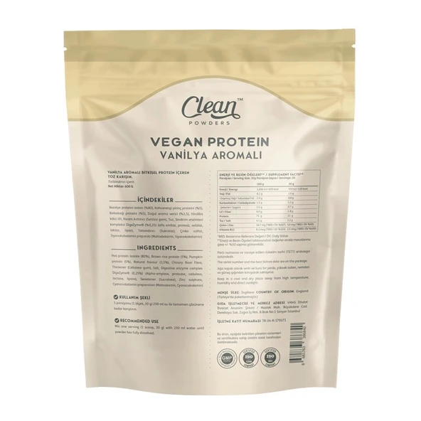 Clean Powders Vegan Protein 600 Gr Vanilya - Resim 2