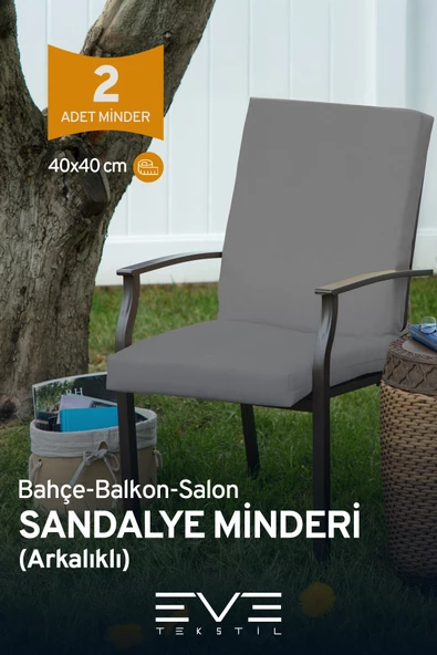 Bahçe - Salon - Balkon Arkalıklı Fermuarlı Bağlanabilir Yıkanabilir Sandalye Minderi 2 Adet ürün görseli 1