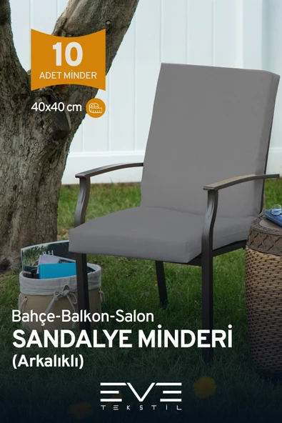 Bahçe - Salon - Balkon Arkalıklı Fermuarlı Bağlanabilir Yıkanabilir Sandalye Minderi 10 Adet ürün görseli 1