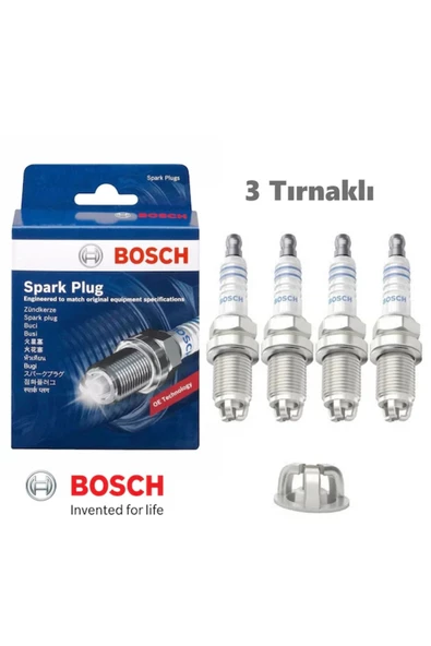 Bosch VW BEETLE 1.6 2.0 4 ADET  Buji Takımı 3 Tırnak 1998-2010 )3 TIRNAK KIVILCIM ürün görseli 1