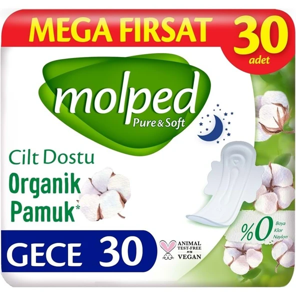 Molped Pure&Soft Hijyenik Ped Gece 30 Adet Mega Pk ürün görseli 1