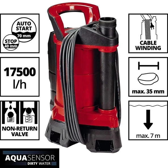 Einhell GE-DP 6935 A ECO Aquasensor Dalgıç Pompası Kirli Su - Resim 2