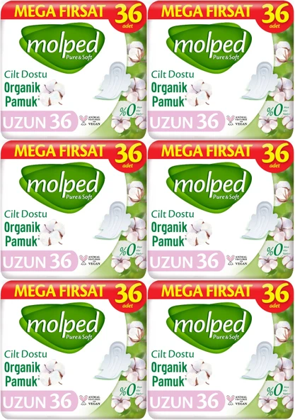 Molped Pure&Soft Hijyenik Ped Uzun 216 (6PK*36) Adet Mega Pk ürün görseli 1