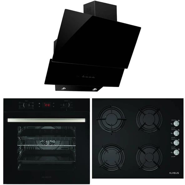 Alveus 6 Program Dijital Turbo Ankastre Cam Set - Siyah ürün görseli 1