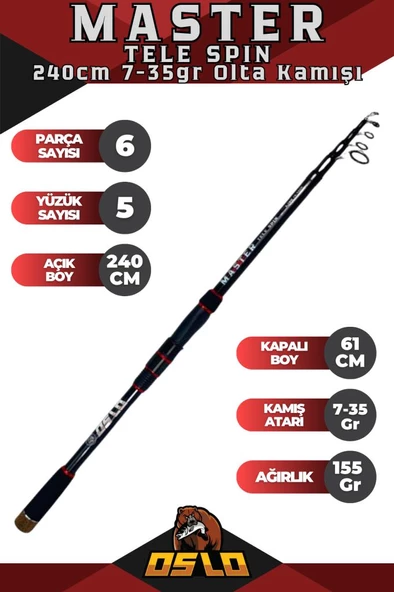 Oslo Master 240cm 7-35 gr Tele Spin Olta Kamışı ürün görseli 1