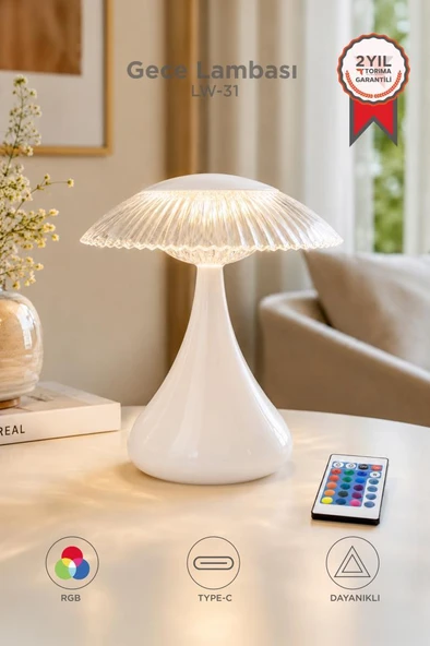 Abajur Kristal Elmas Masa Lambası Led Işıklı Akrilik Gece Lambası LW31 Beyaz ürün görseli 1