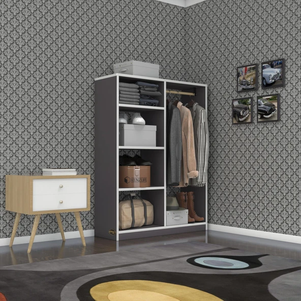Kenzlife giysi dolabı taci 120*090*30 gri gardırop ürün görseli 1