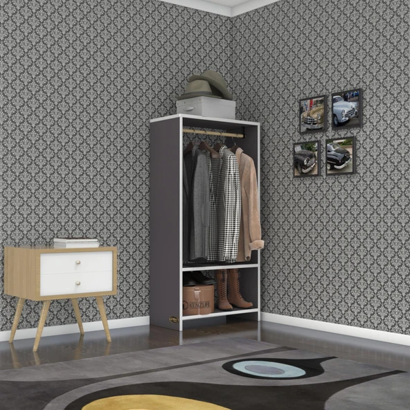 Kenzlife giysi dolabı rüknettin 120*060*30 gri gardırop ürün görseli 1