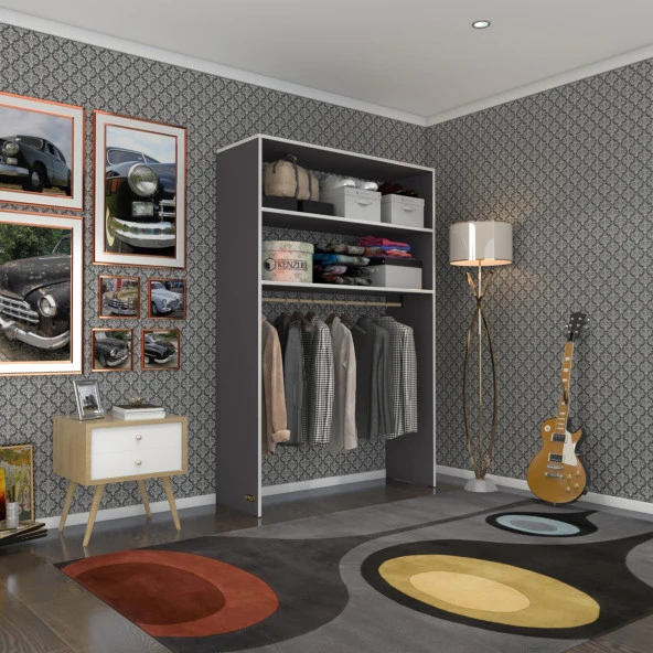 Kenzlife giysi dolabı hayrettin 180*120*40 gri gardırop ürün görseli 1