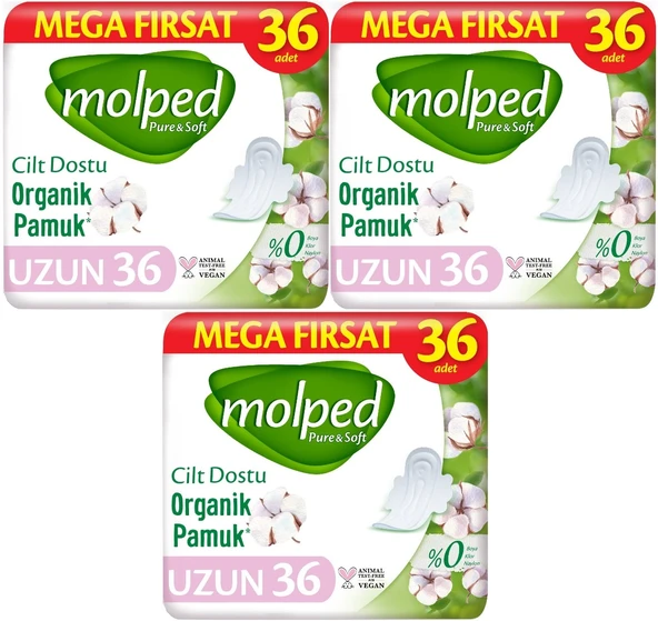 Molped Pure&Soft Hijyenik Ped Uzun 108 (3PK*36) Adet Mega Pk ürün görseli 1