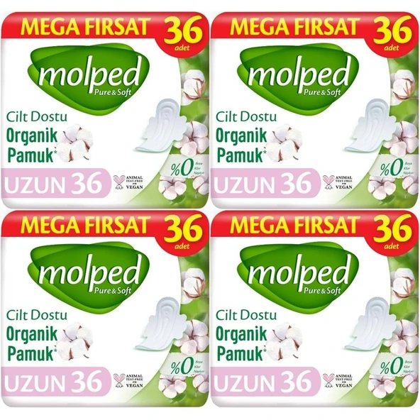 Molped Pure&Soft Hijyenik Ped Uzun 144 (4PK*36) Adet Mega Pk ürün görseli 1